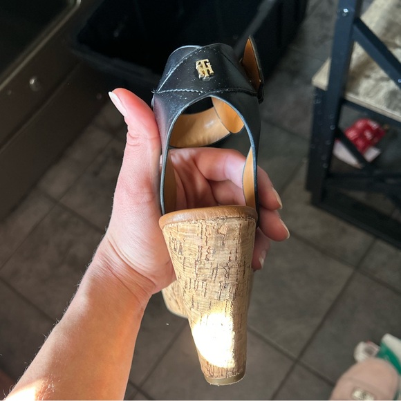 Black Tommy Hillfiger Wedge Sandals - Picture 3 of 3